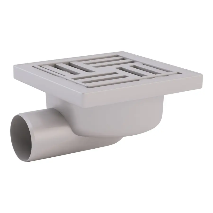 Трап ANI Plast TA5110 горизонтальный с пластиковой решеткой 150х150