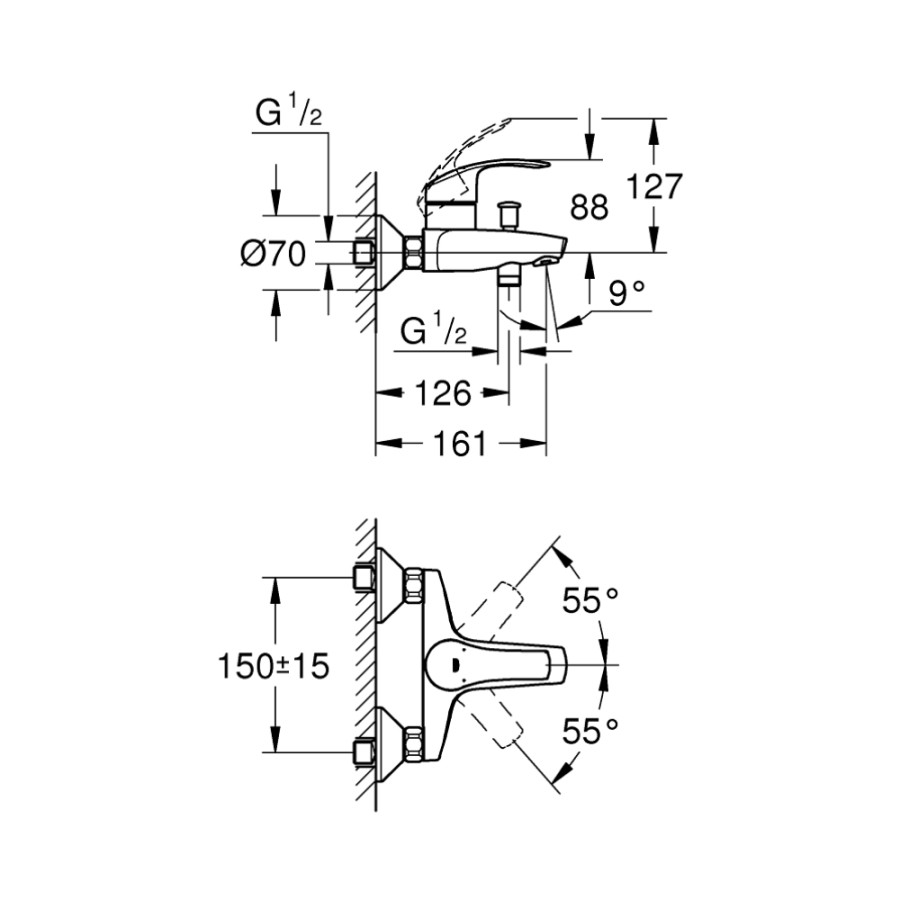 Смеситель для ванны Grohe Eurosmart 33300002