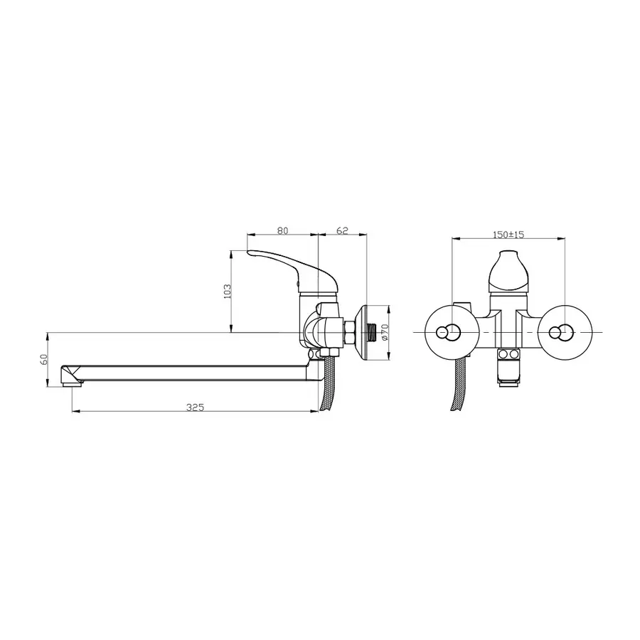 Смеситель для ванны GF (CRM) S-06-005N