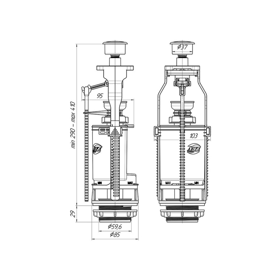 Сливной механизм для унитаза ANI Plast FV7010C (WC7010C)