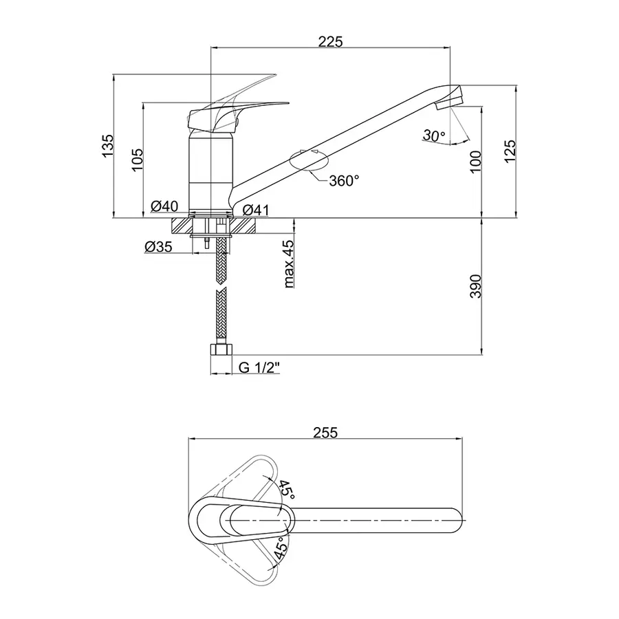 Смеситель для кухни Lidz (CRM) 16 37 002 00 250 мм