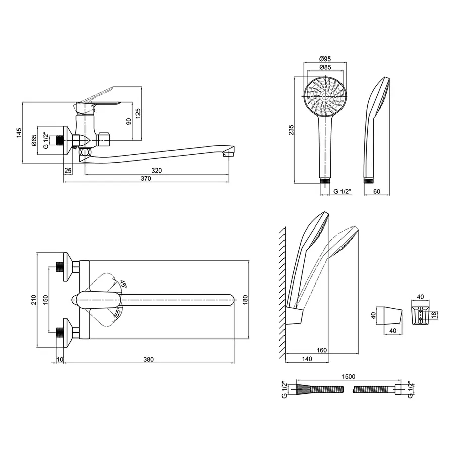 Смеситель для ванны Lidz (CRM) 15 36 005 00 New