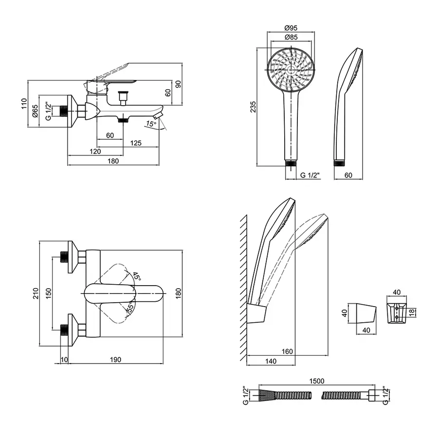 Смеситель для ванны Lidz (CRM) 15 36 006 01