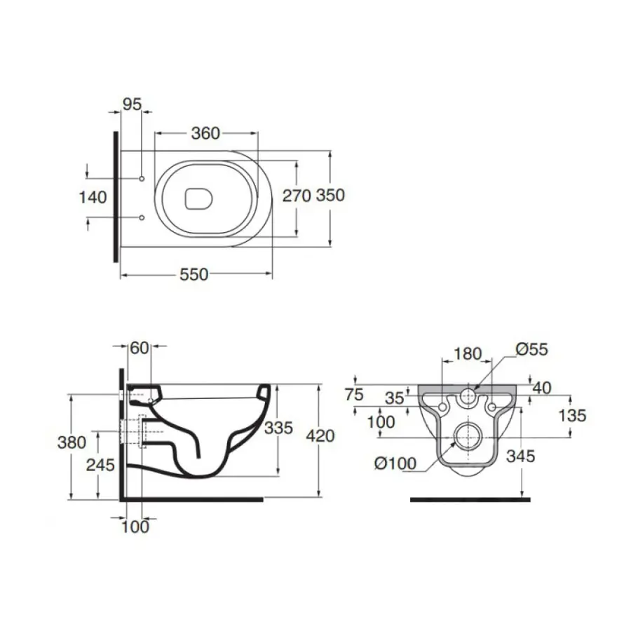 Унитаз подвесной Azzurra Nuvola NUV100EB1SOSK безобидковий