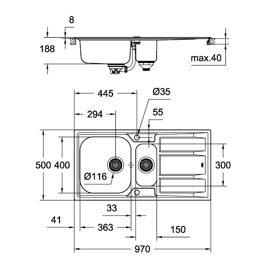 Кухонна мийка Grohe Sink K400 31567SD0