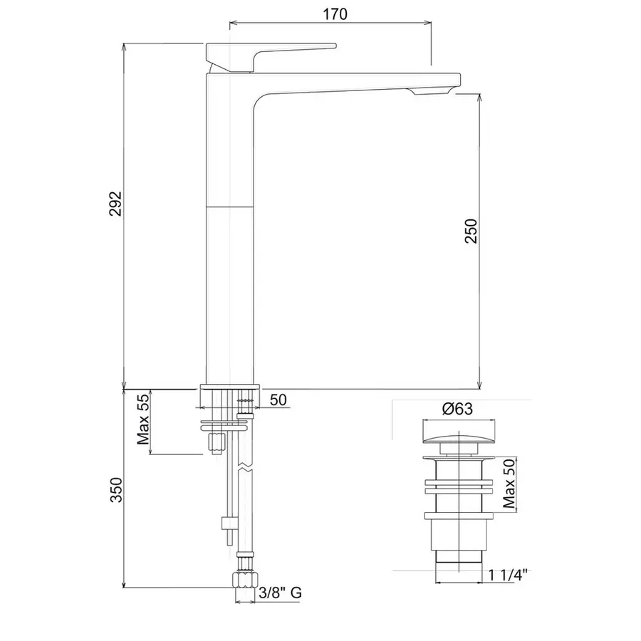 Змішувач для раковини Bianchi Jump LVBJUM2013065UACRM