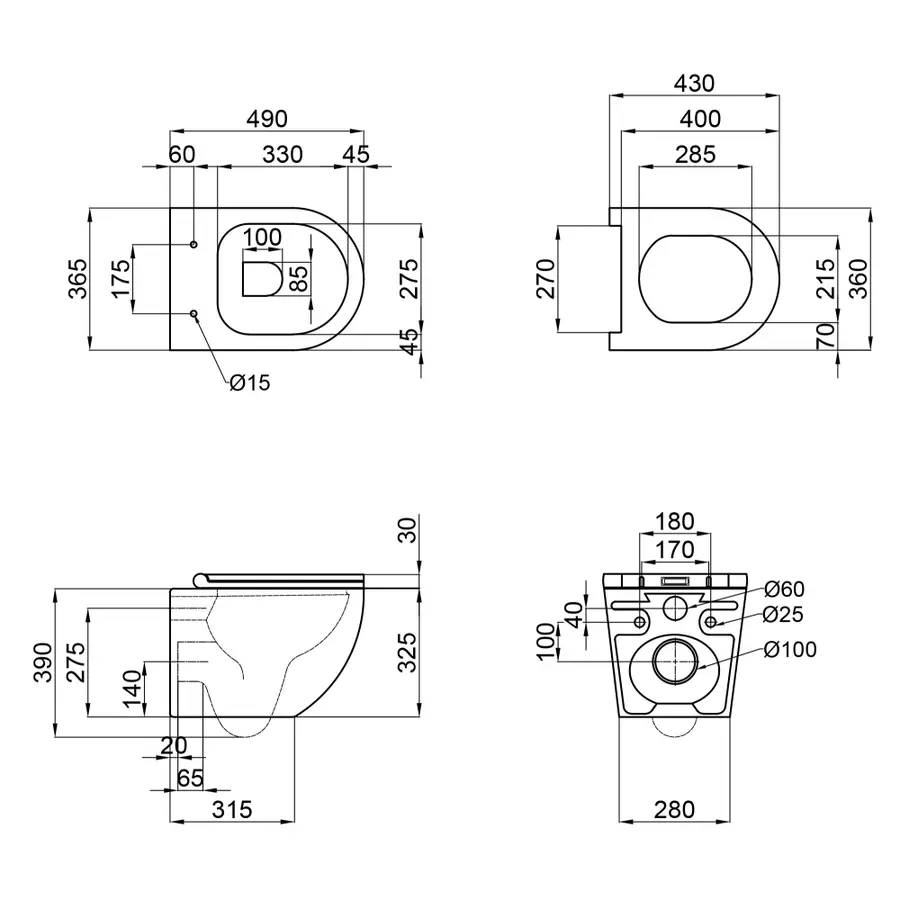 Унітаз підвісний Qtap Robin Mew безобідковий з сідінням Soft-close QT1333046ENRW