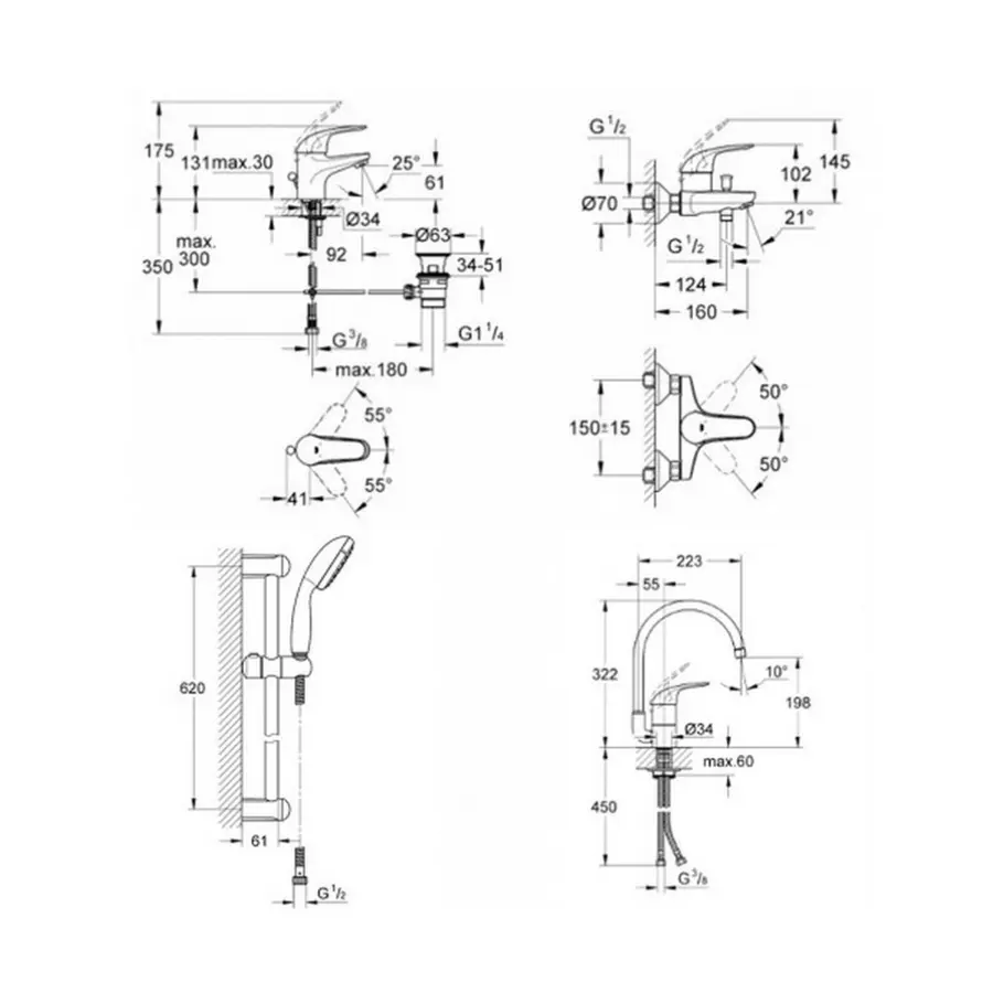 Набір змішувачів Grohe Euroeco 123242K
