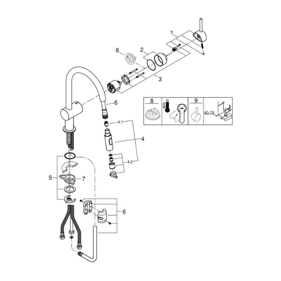 Смеситель для кухни с выдвижным изливом Grohe Minta 32321002