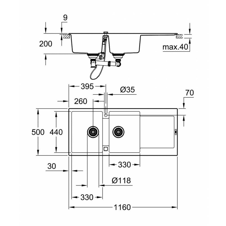 Кухонна гранітна мийка Grohe Sink K500 31647AT0