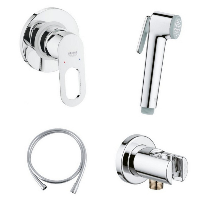 Комплект інсталяція Grohe Rapid SL 38721001 + унітаз з сидінням Qtap Swan QT16335178W + набір для гігієнічного душу зі змішувачем Grohe BauLoop 111042