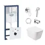 Комплект інсталяція Grohe Rapid SL 38827000 + унітаз з сидінням Qtap Crow QT05335170W + набір для гігієнічного душу зі змішувачем Grohe BauLoop 111042