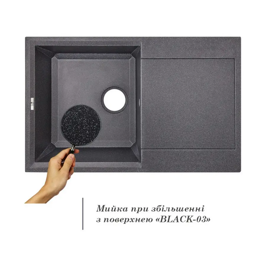 Кухонна гранітна мийка Lidz 790x495/230 BLA-03 (LIDZBLA03790495230)