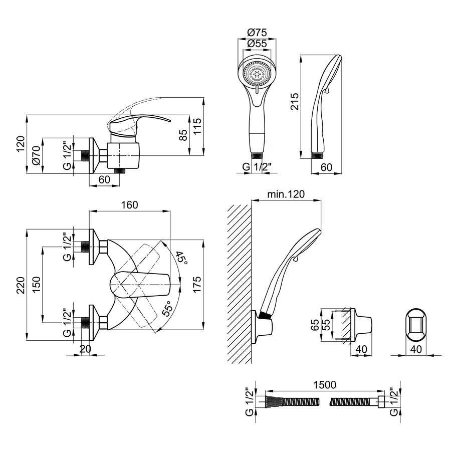 Змішувач для душу Lidz (CRM) Mars 81 010 00