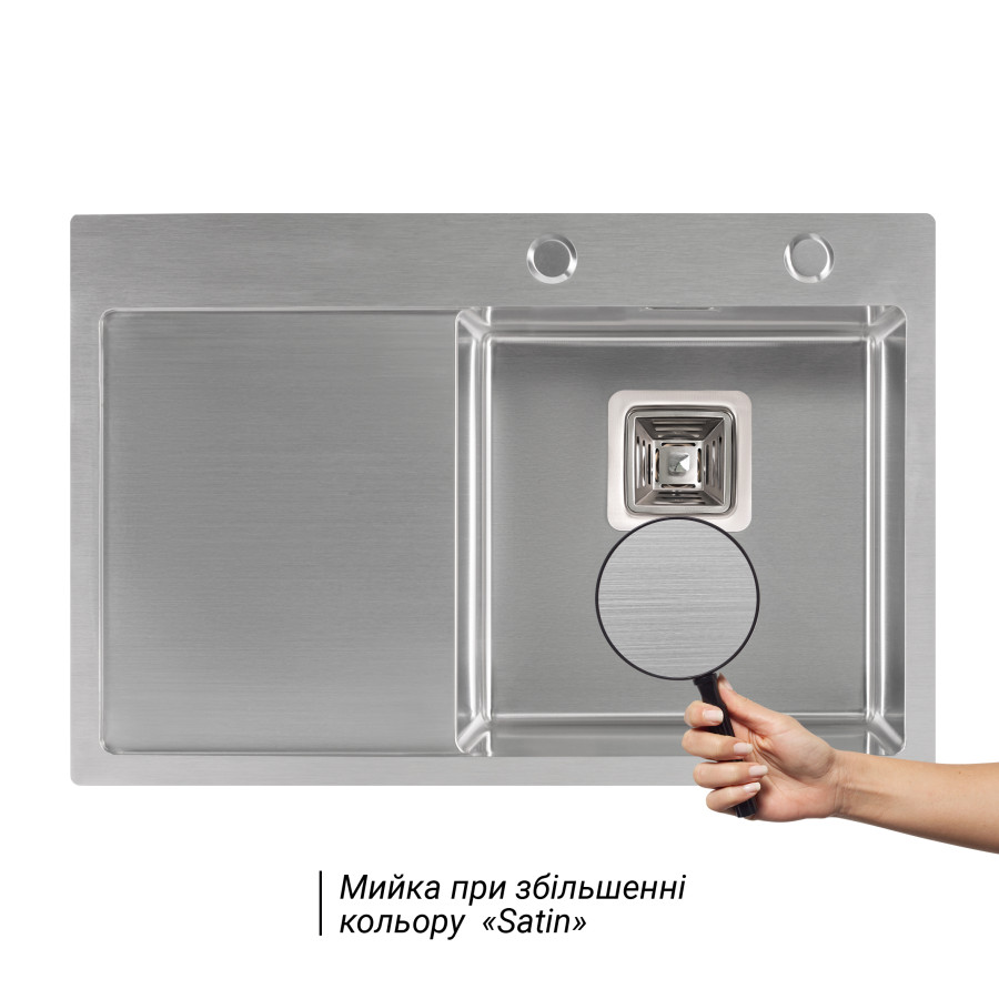 Кухонна мийка Qtap DK6845R 3.0/1.2 мм Satin + сушарка + дозатор для миючого засобу