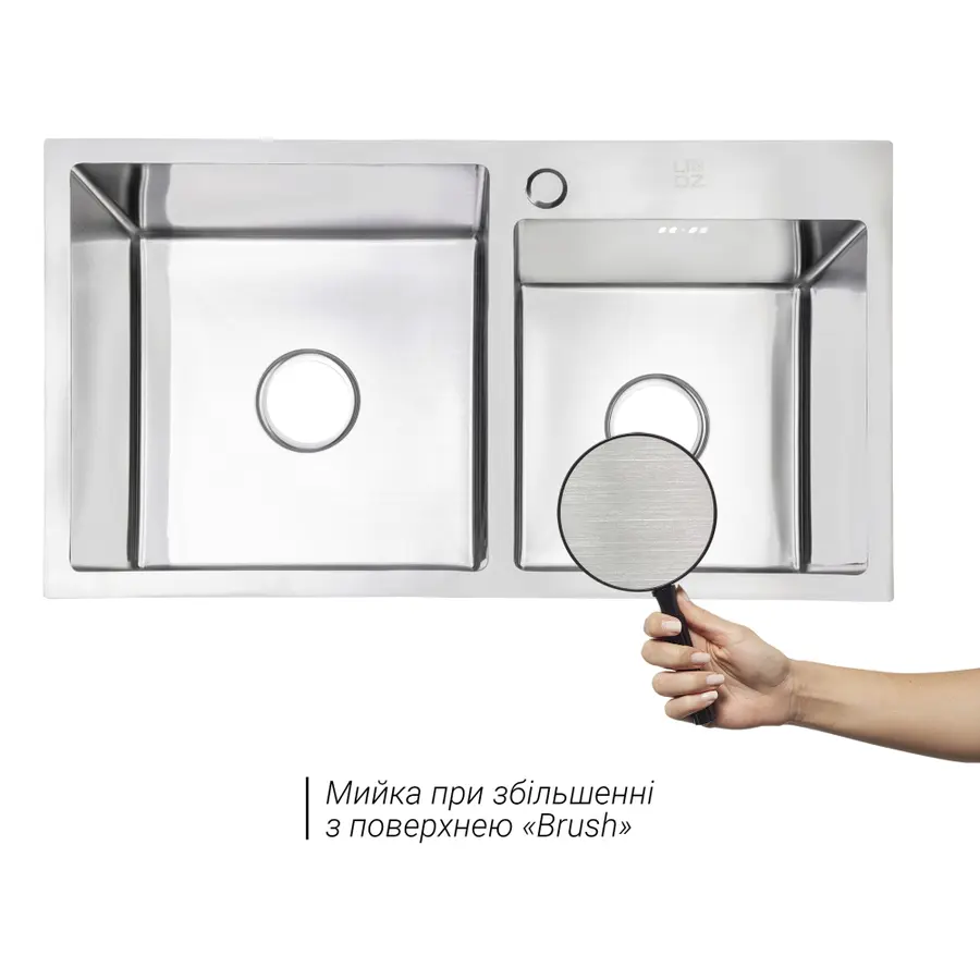 Кухонная мойка с двумя чашами Lidz H7843 3.0 / 1.0 мм Brush (LIDZH7843BRU3010)