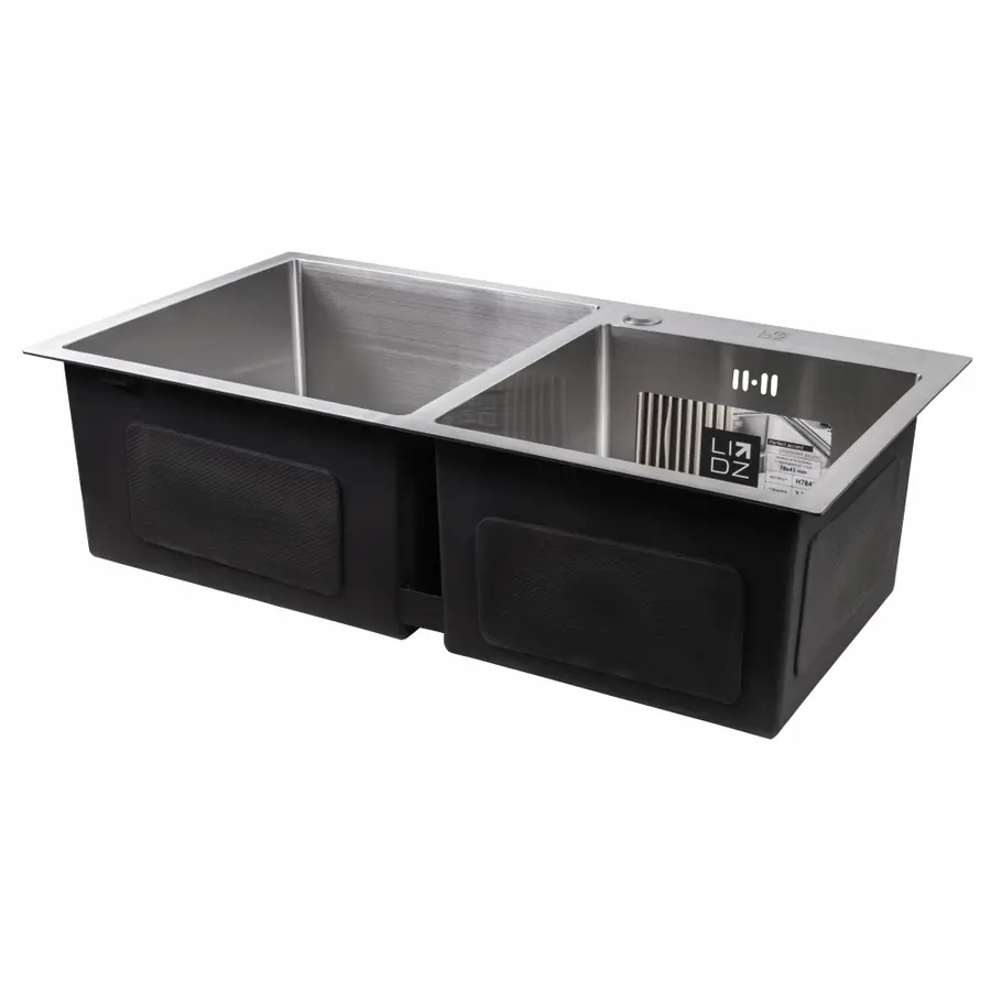 Кухонная мойка с двумя чашами Lidz H7843 3.0 / 1.0 мм Brush (LIDZH7843BRU3010)