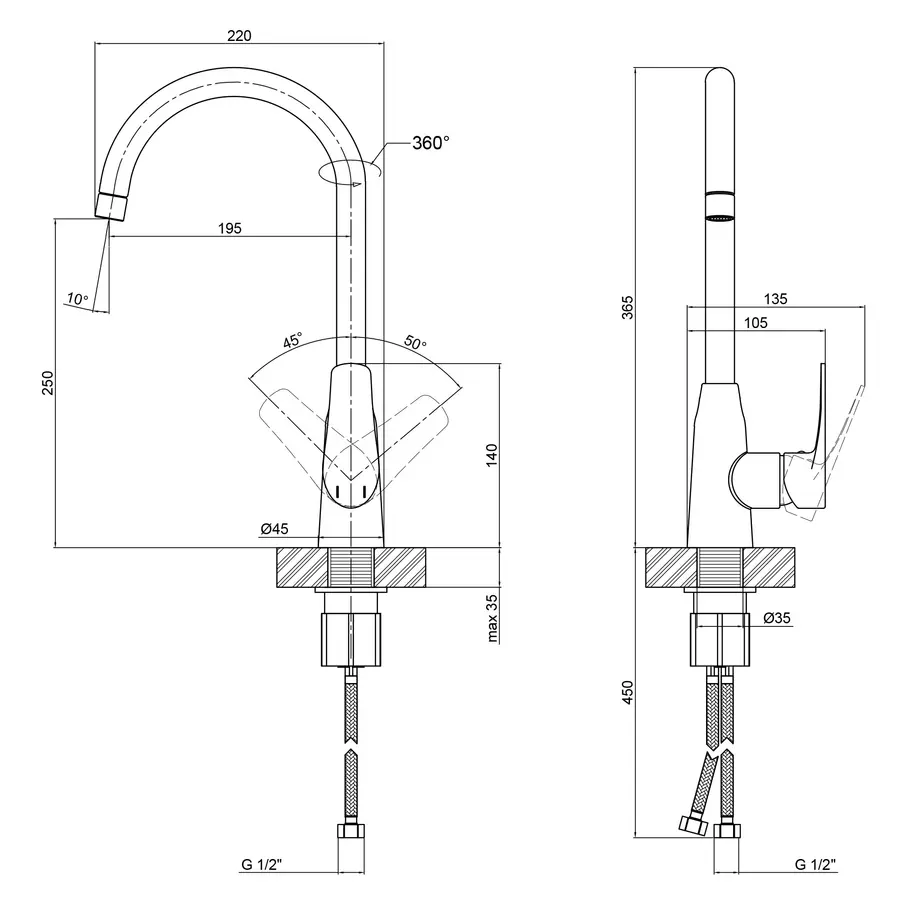 Змішувач для кухні Qtap Terezin 9024101UC