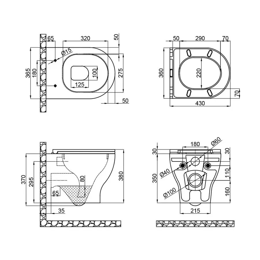 Унітаз підвісний Qtap Aries безобідковий з сідінням Soft-close QT0333063ERW