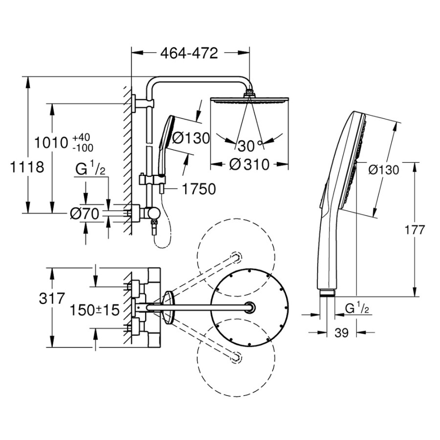 Душова система Grohe Rainshower Smartactive 27966001