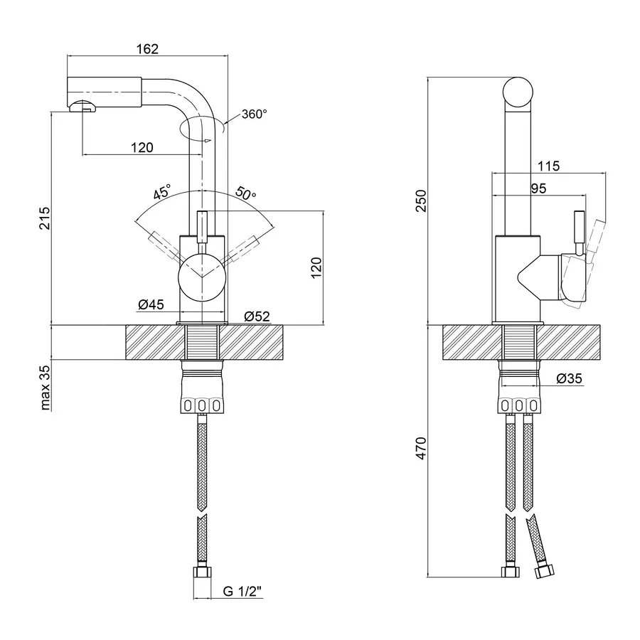 Смеситель для кухни Lidz (NKS) 12 32 015F-12 стальной