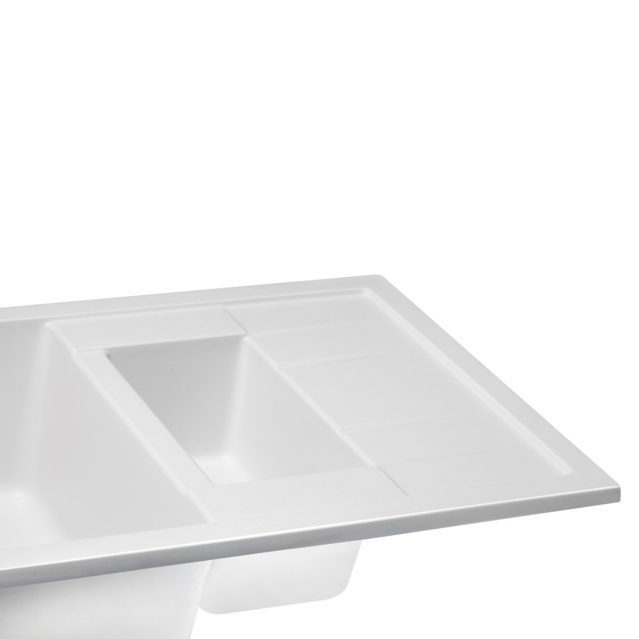 Кухонна гранітна мийка з додатковою чашею Qtap CS 7648 White (QT7648WHI650)
