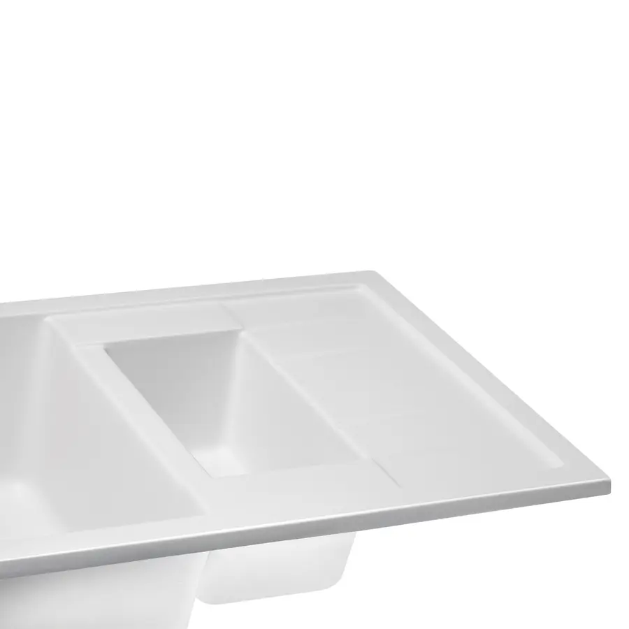 Кухонна гранітна мийка з додатковою чашею Qtap CS 7648 White (QT7648WHI650)