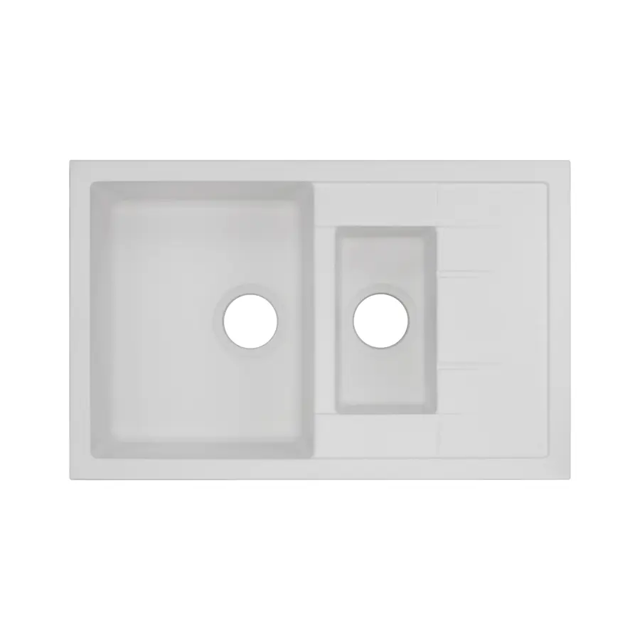 Кухонна гранітна мийка з додатковою чашею Qtap CS 7648 White (QT7648WHI650)