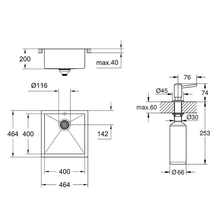 Мийка кухонна Grohe K700 31578SD0 + дозатор для миючого засобу Contemporary 40536000