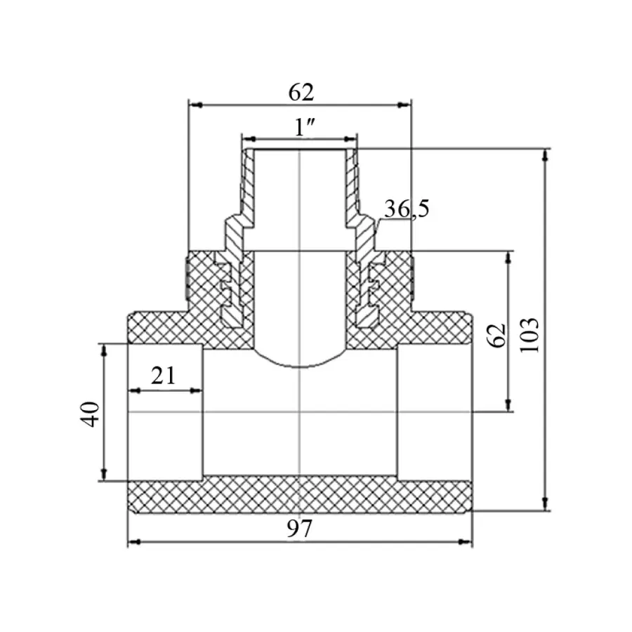 Трійник PPR Blue Ocean 40х1"х40 ЗР