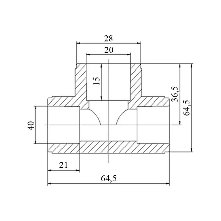 Тройник PPR Blue Ocean 40х20х40 редукционный