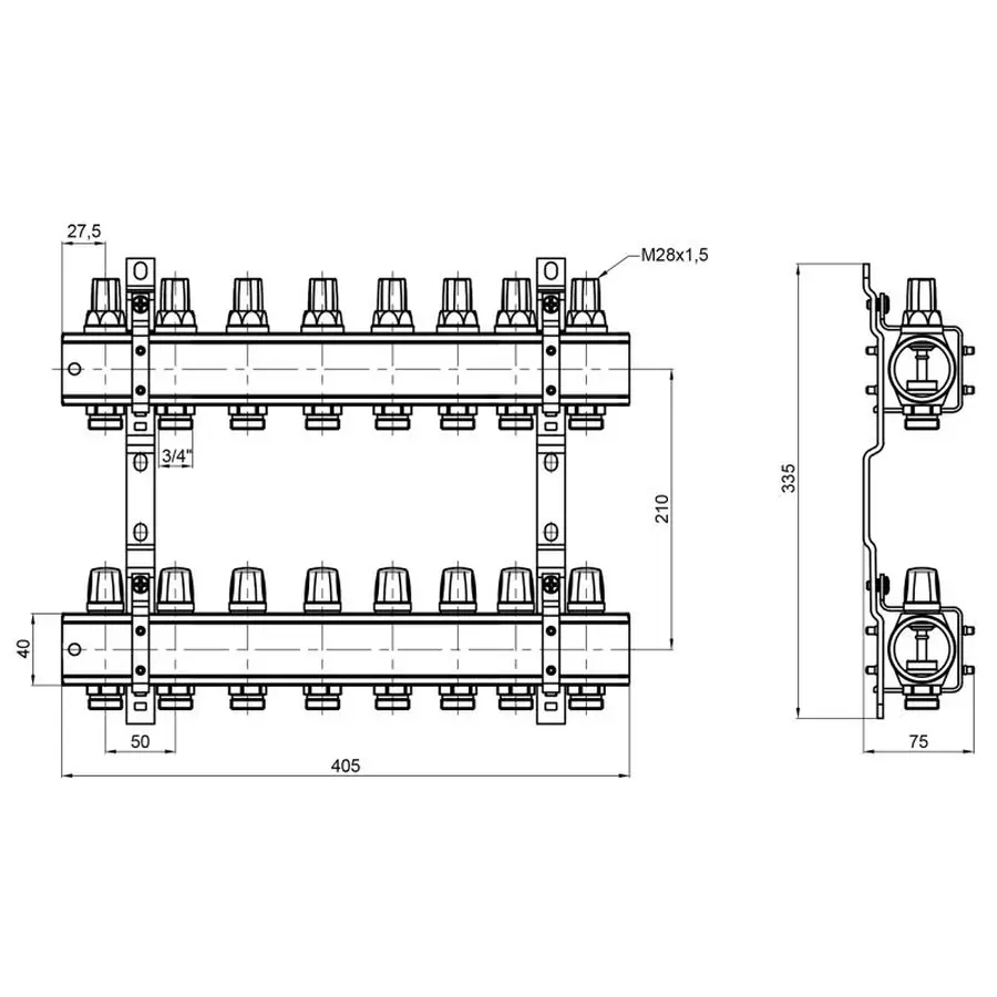 Колектор Icma 1" 8 виходів, без витратоміра №K005
