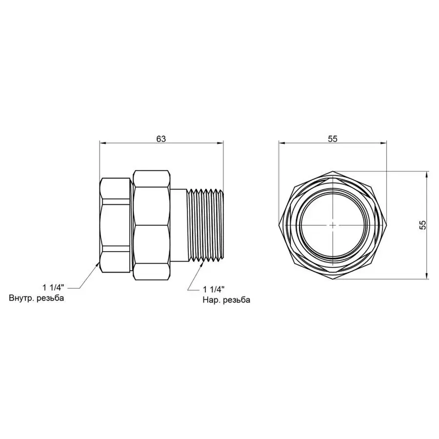 Згін "Американка" Icma 1" 1/4 прямий №818