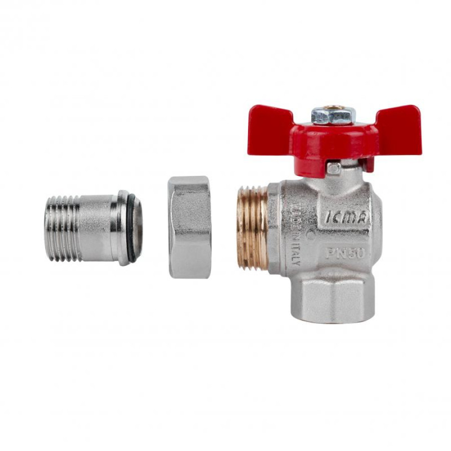 Кран кульовий Icma FAR. ROSSA 1/2" кутовий №361