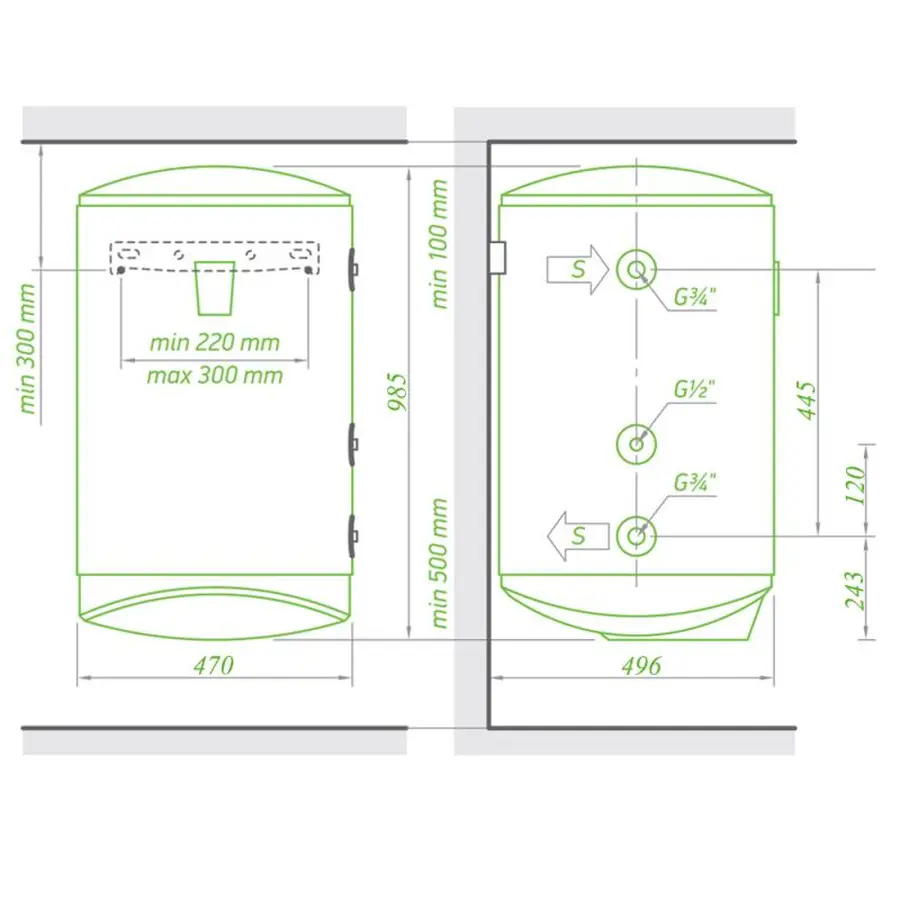 Комбінований водонагрівач Tesy Modeco Ceramic 100 л, сухий ТЕН 2х1,2 кВт (GCV9SL1004724DC21TS2RCP) 304326