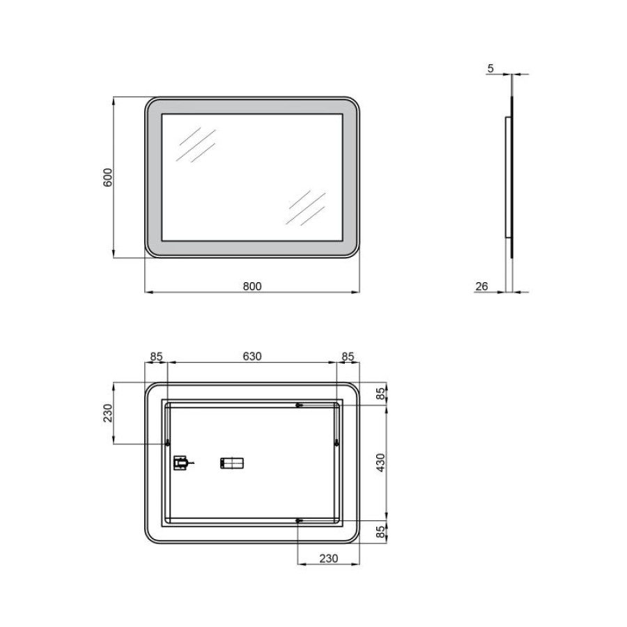 Дзеркало Qtap Swan 600x8000 з LED-підсвічуванням, Reverse QT167814146080W