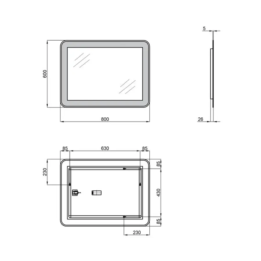Дзеркало Qtap Swan 600x8000 з LED-підсвічуванням, Reverse QT167814146080W