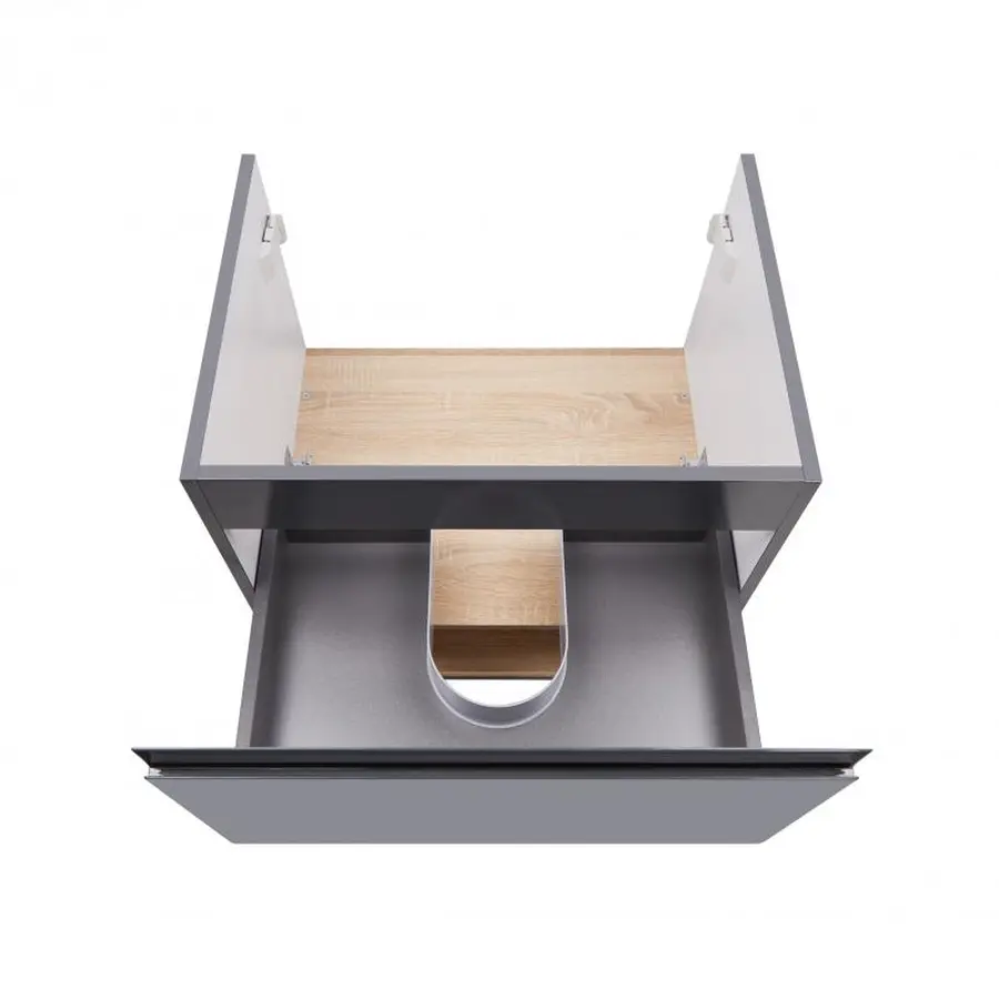 Тумба підвісна Qtap Robin 600х580х437 Graphite/Whitish oak QT1374TPВ6002GWO