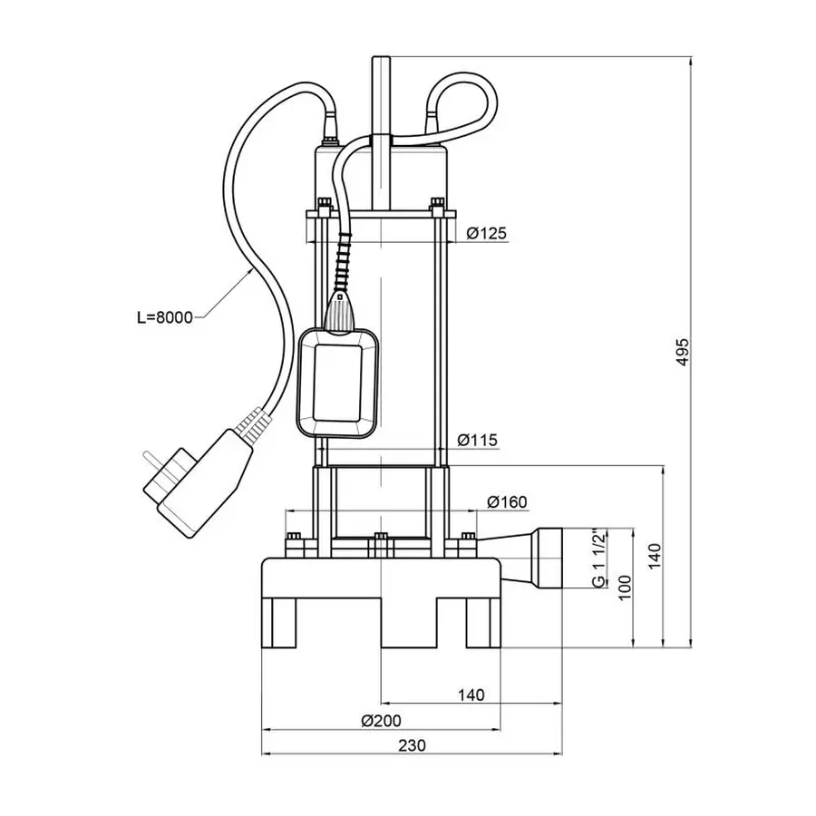 Насос фекальний Thermo Alliance WSD25-14-1,8CD 1,8 кВт