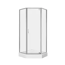 Набір Qtap душова кабіна Leo CRM10995-AC6 Clear 2020x900x900 мм + піддон Diamond 309912 90x90x12 см з сифоном