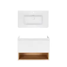 Комплект Qtap тумба підвісна Robin 800х580х437 мм White/Whitish oak + раковина урізна Albatross 9H QT71RO44038