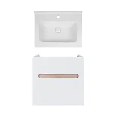 Комплект Qtap тумба підвісна Virgo 600х580х437 мм White/Whitish oak + раковина урізна Albatross 01 QT71V44071