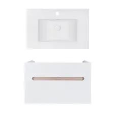 Комплект Qtap тумба підвісна Virgo 800х580х437 мм White/Whitish oak + раковина урізна Albatross E QT71V44082