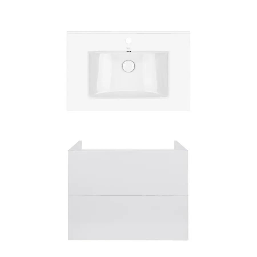 Комплект Qtap тумба підвісна Tern 700х580х437 мм White + раковина урізна Albatross QT71TE44102