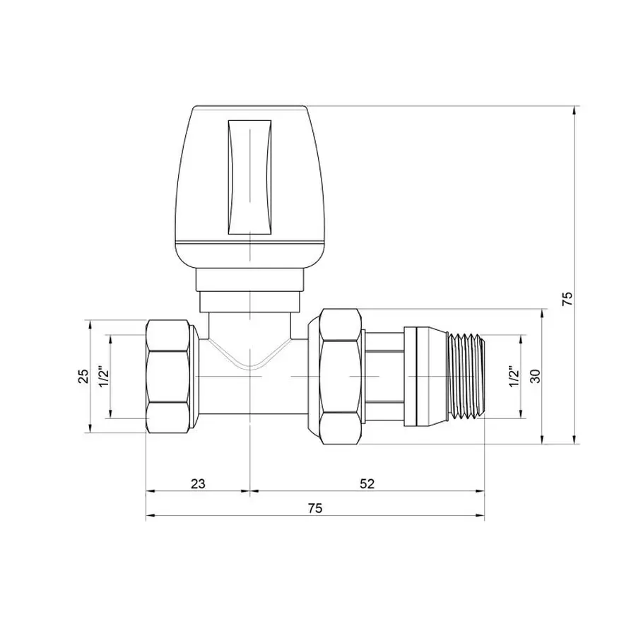 Кран радіаторний Icma 1/2" з антипротіканням прямий №1117