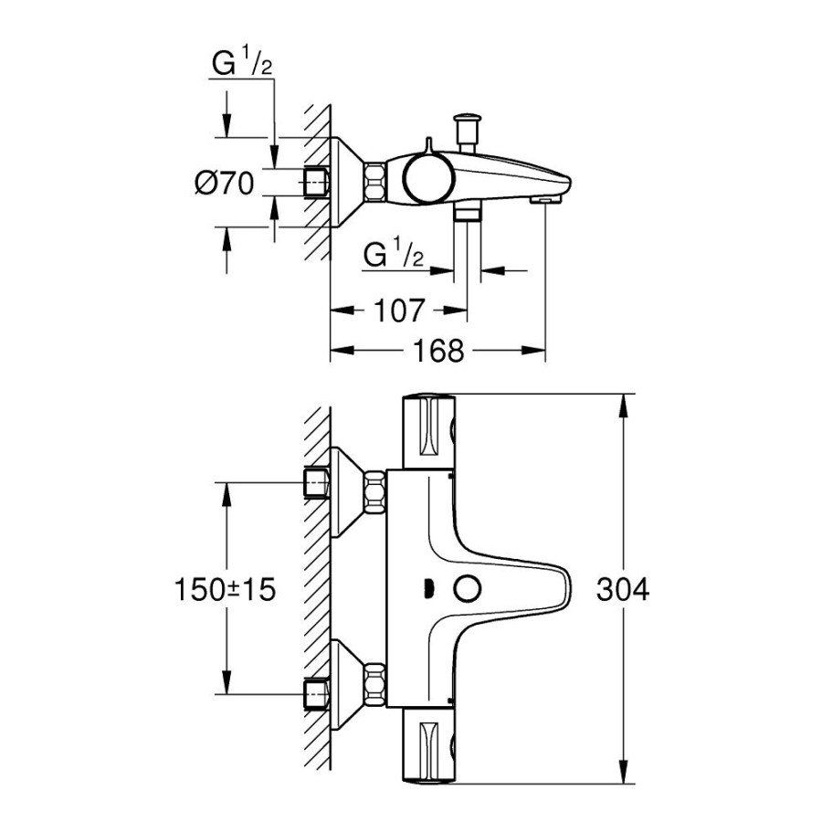 Смеситель термостатический для ванны Grohe Grohtherm 800 34564000