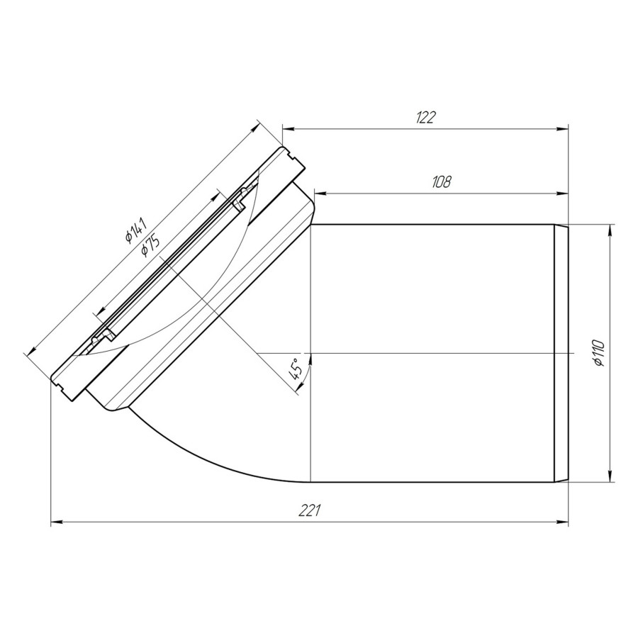 Отвод для унитаза ANI Plast W4220 угол 45˚