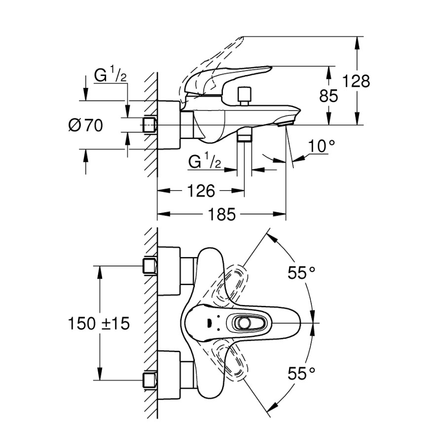 Змішувач для ванни Grohe Eurostyle 33591003