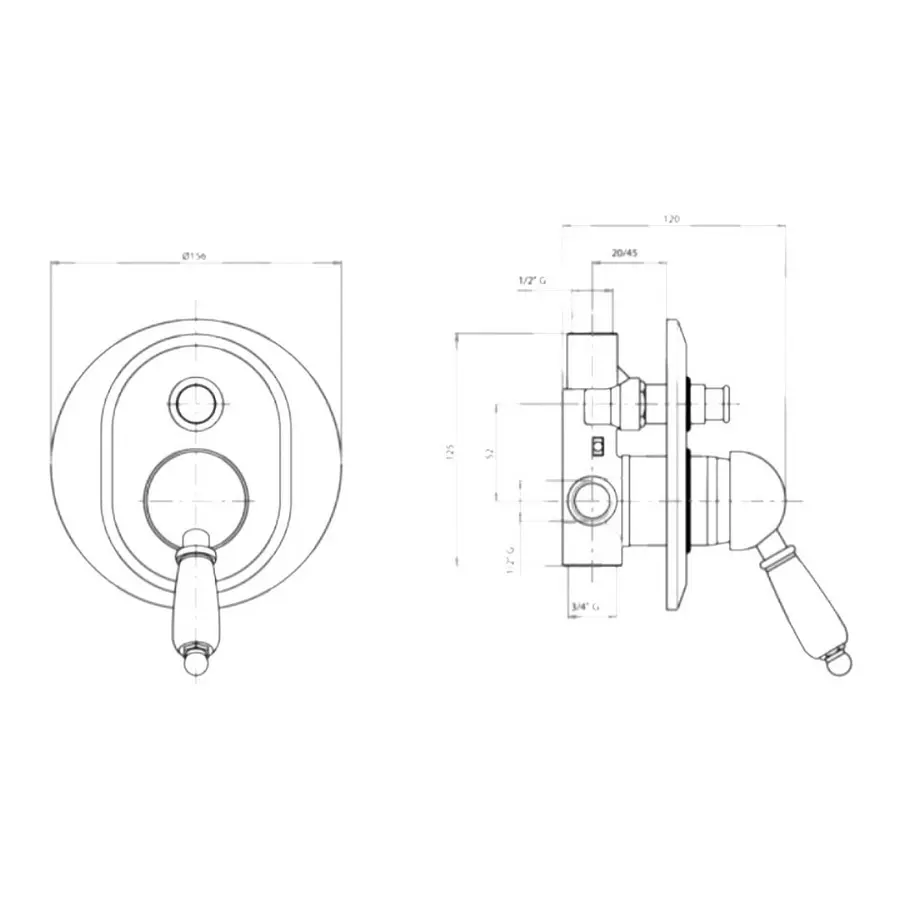 Смеситель скрытого монтажа для душа Bianchi Elite INDELT2010011CRM для двух потребителей