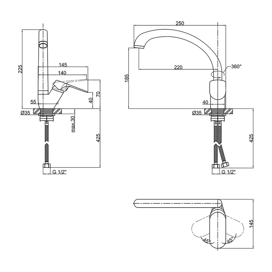 Смеситель для кухни Lidz (CRM) 15 36 008 03